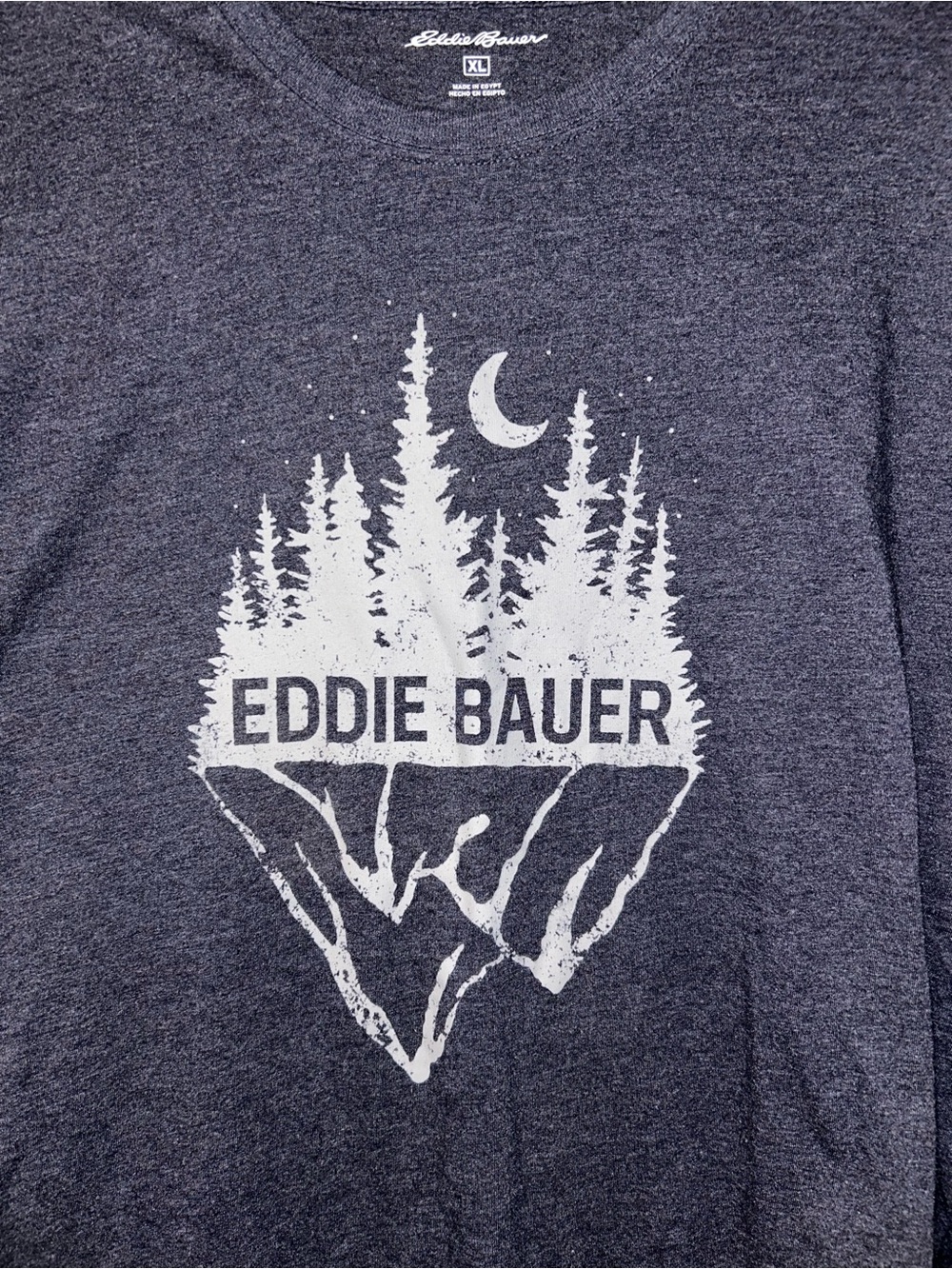 Eddie Bauer Heather Grey Graphic Tree & Moon Long  Sleeve T Shirt XL